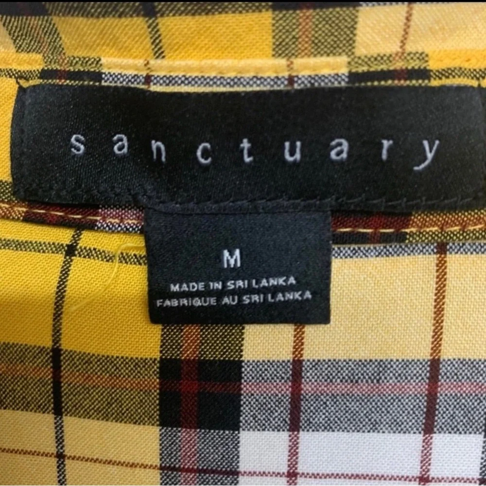 Sanctuary yellow and white plaid long sleeve button down shirt, worn once - Picture 5 of 7